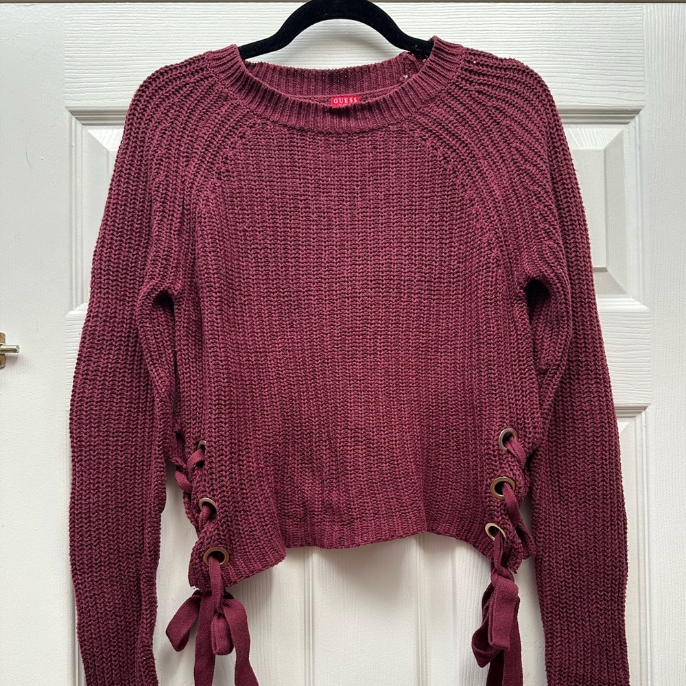 Guess Burgundy Knit Sweater with Side Ties